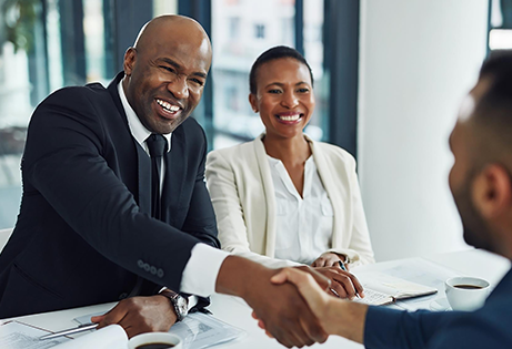 Managers greet candidate